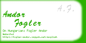 andor fogler business card